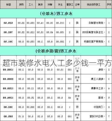 超市装修水电人工多少钱一平方-第2张图片-铁甲装修网