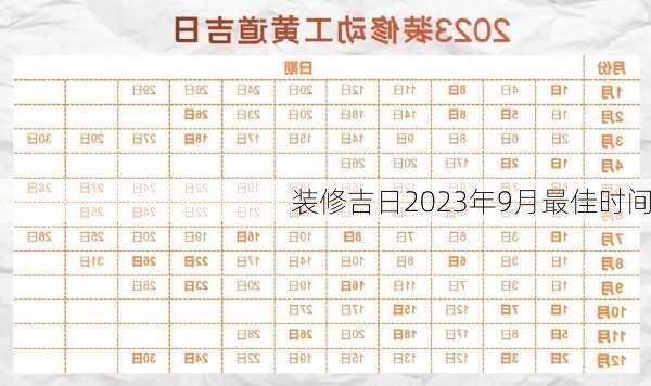 装修吉日2023年9月最佳时间