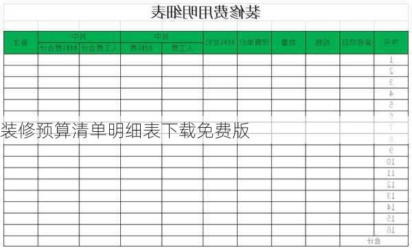 装修预算清单明细表下载免费版