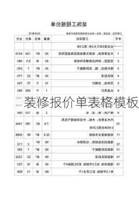 装修报价单表格模板-第2张图片-铁甲装修网