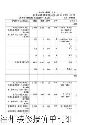 福州装修报价单明细