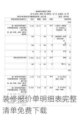 装修报价单明细表完整 清单免费下载-第1张图片-铁甲装修网