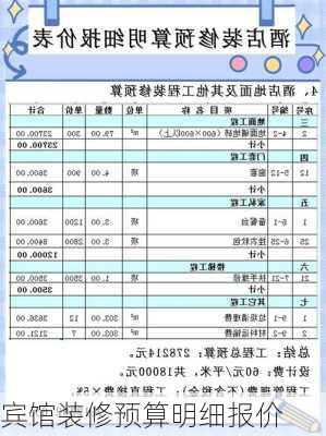 宾馆装修预算明细报价