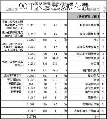 90平米房屋装修花费