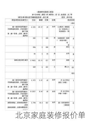 北京家庭装修报价单